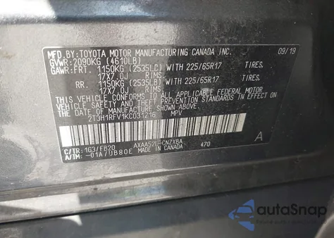 2019 Toyota Rav4 Le from USA, damaged, VIN 2T3H1RFV1KC031216
